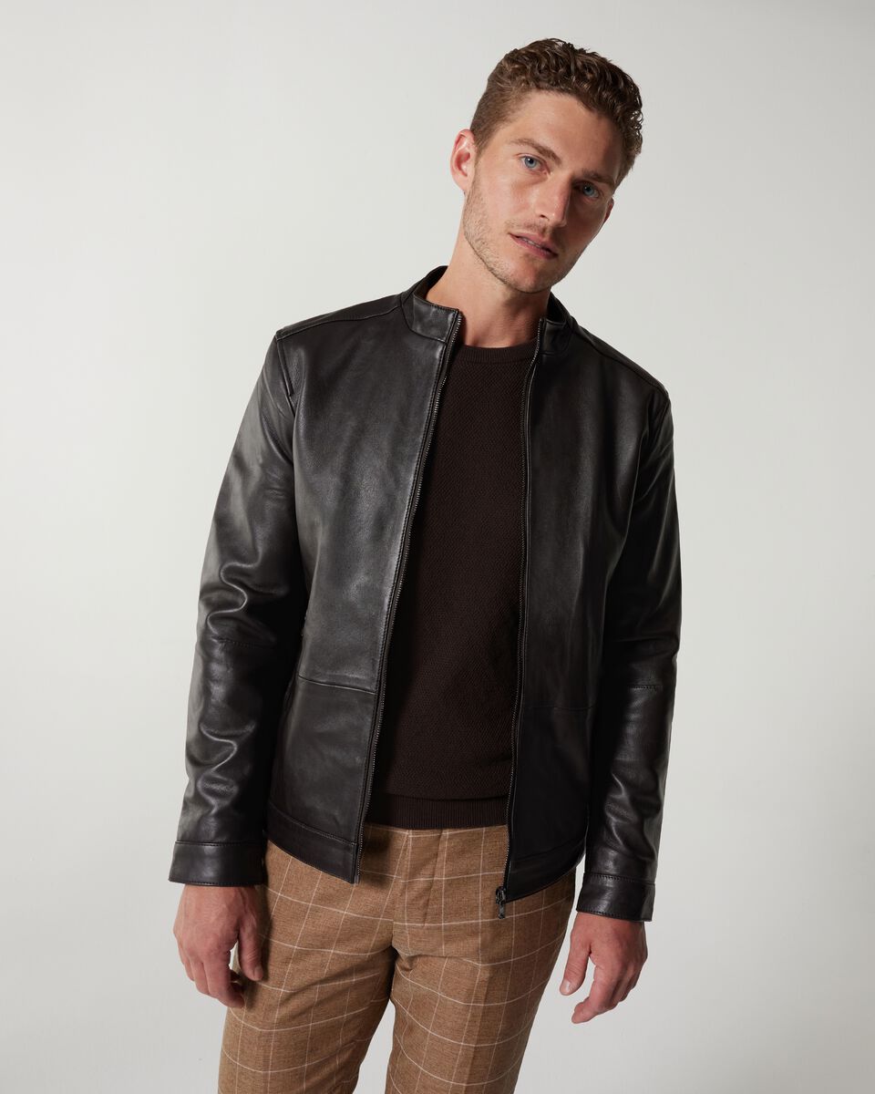 Clean Biker Jacket, Brown Brown Clean Biker Jacket